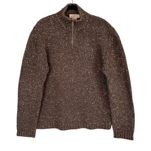 J.Crew Vintage 90s Wool‎ Marled Speck Donegal Sweater XL Brown 3D Chunky Dadcore
